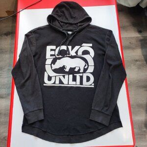 Ecko Unlimited knit hoodie black with white graphic design men's size L
